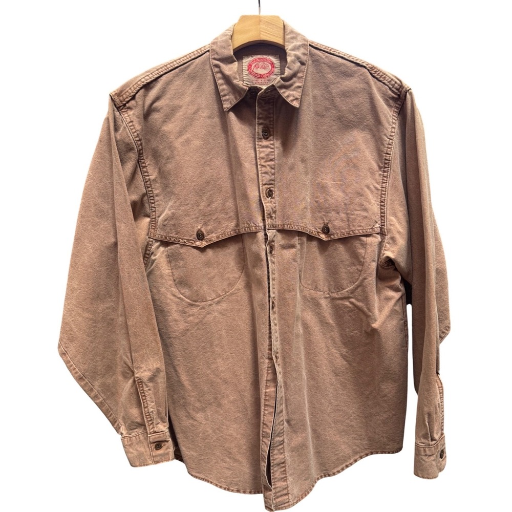 Australian Outback Collection Mens Brown Cotton Caped‎ Safari Work Shirt Medium